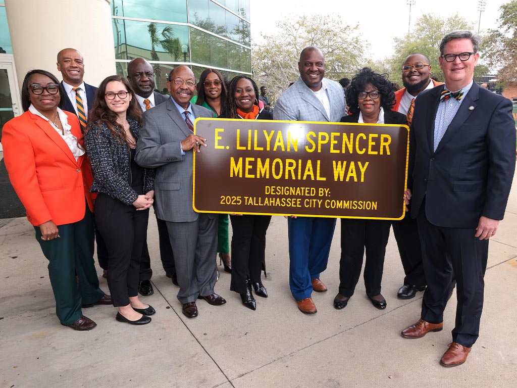 Family, friends, and alumni gather to celebrate E. Lilyan Spencer Way.