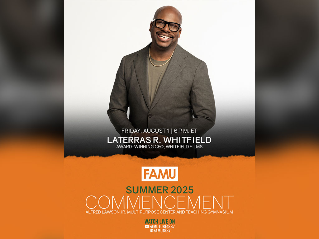 Florida A&M University announces Laterras R. Whitfield as the keynote speaker for the 2025 Summer Commencement Ceremony scheduled August 1, 2025.