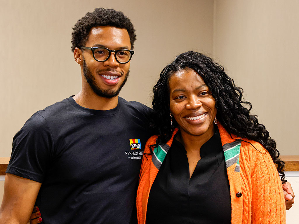 Rashada Houston Turner, MBA, with FAMU SBI graduate Kameron Gomez.