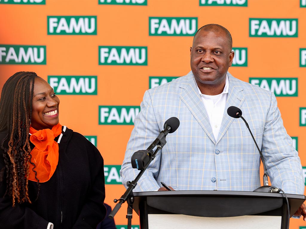 E. Lilyan Spencer was a scholar-athlete who transformed education and athletics in Tallahassee. Her great nephew DeArmas Graham, Ed.D., talked about her character and the principles she lived by. (Photo by Glenn Beil/University Communications)