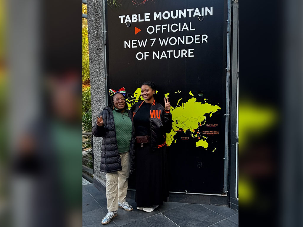 Florida A&M University student Ariana Santana visits Table Mountain, one of the New 7 Wonders of Nature, during a study abroad experience in Cape Town, South Africa. (Photo courtesy of Ariana Santana)
