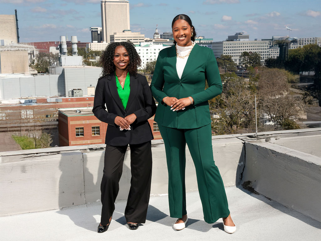 Zayla Bryant and Kennedy Williams on a FAMU rooftop