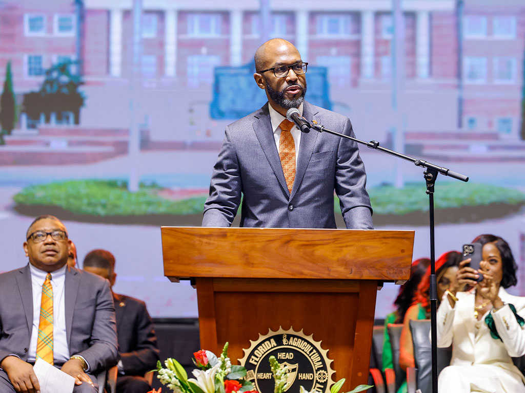 Kenneth Jones prepares to give his speech