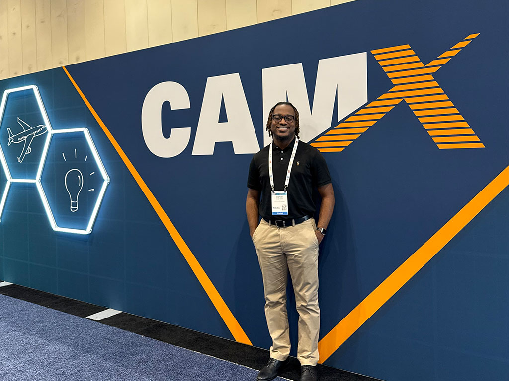 Da’Mari Clayton poses at the CAMX Conference, representing his research and growing presence in the engineering field. (Photo Courtesy: Da’Mari Clayton)