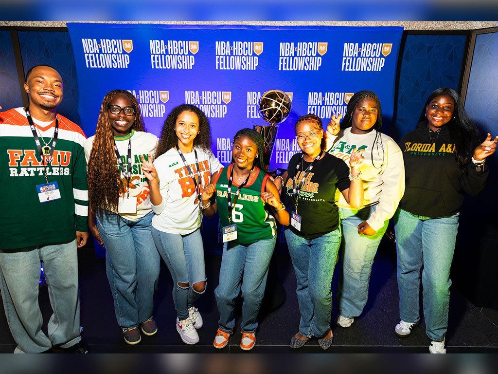 Faith Paul, second from left, joins fellow Florida A&M University students at the NBA HBCU Fellowship program, where HBCU students gained professional experience across the sports industry. Photo Courtesy: Faith Paul