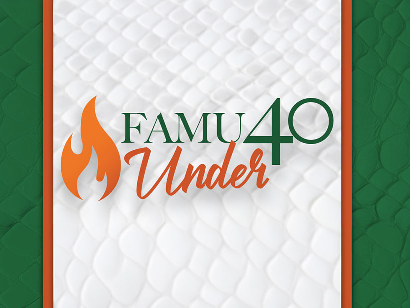 Promotional FAMU Under 40 with QR code