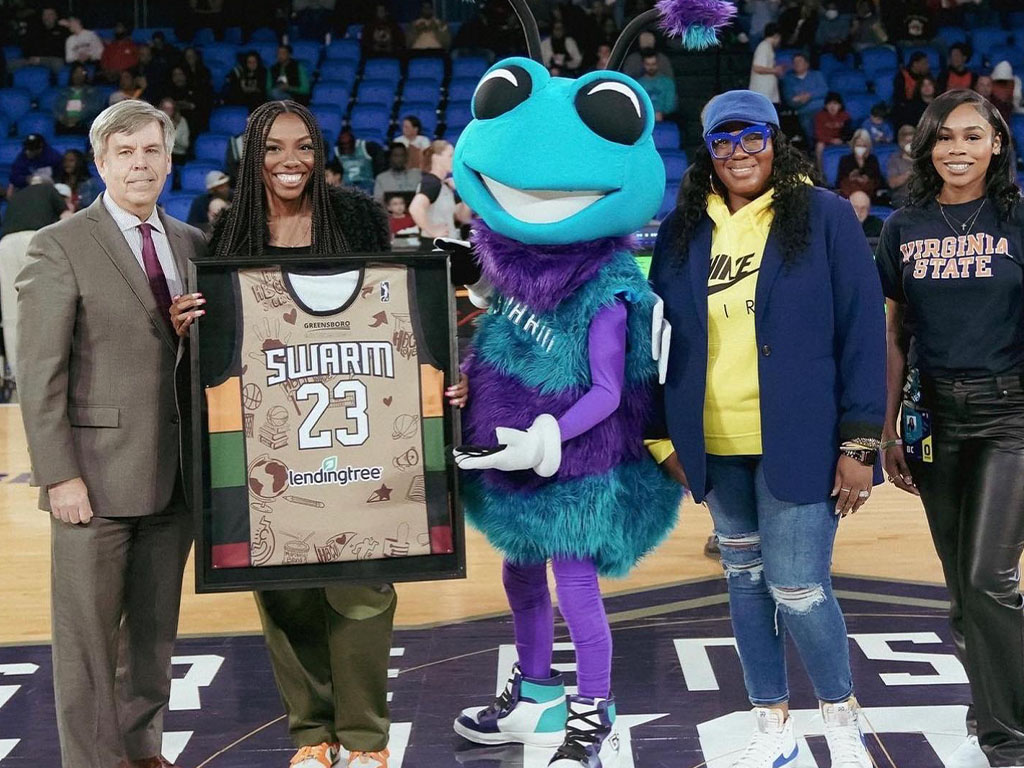 Brianna receives special recognition at the game.