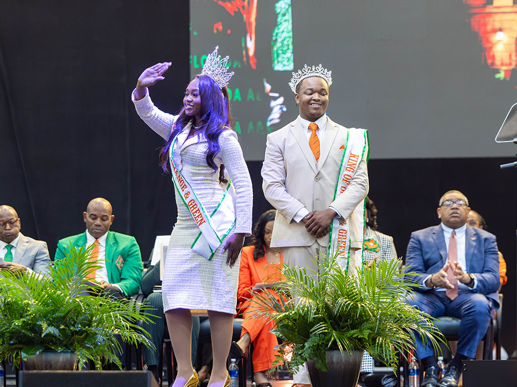 FAMU students, alumni and supporters show their Rattler pride during the university's 2026 Homecoming Convocation on Friday, Oct. 23, at the Alfred Lawson Jr. Multipurpose Center. The celebration brought generations of Rattlers together under the theme “There's No Place Like The Hill.” (Photo by Jeff Adams/FAMU)