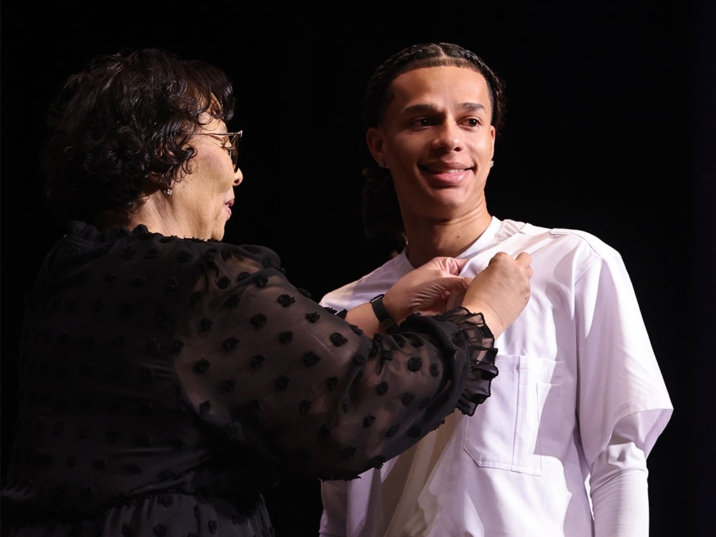 A pivotal moment in Jackson Hopkins’ journey — the pinning ceremony marking his transition from student to future health care professional. A symbol of dedication, compassion and the purpose that has guided his path at Florida A&M University. (Photo Courtesy: Jackson Hopkins)