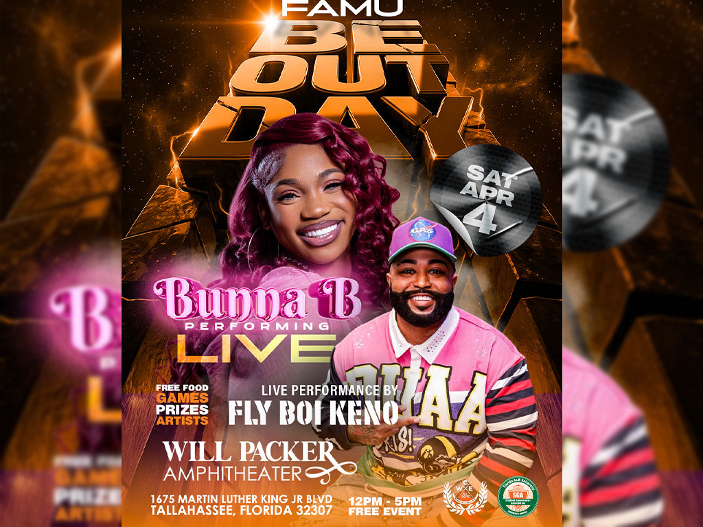 Be Out Day promotional graphic with Bunna B and Fly Boi Keno. 