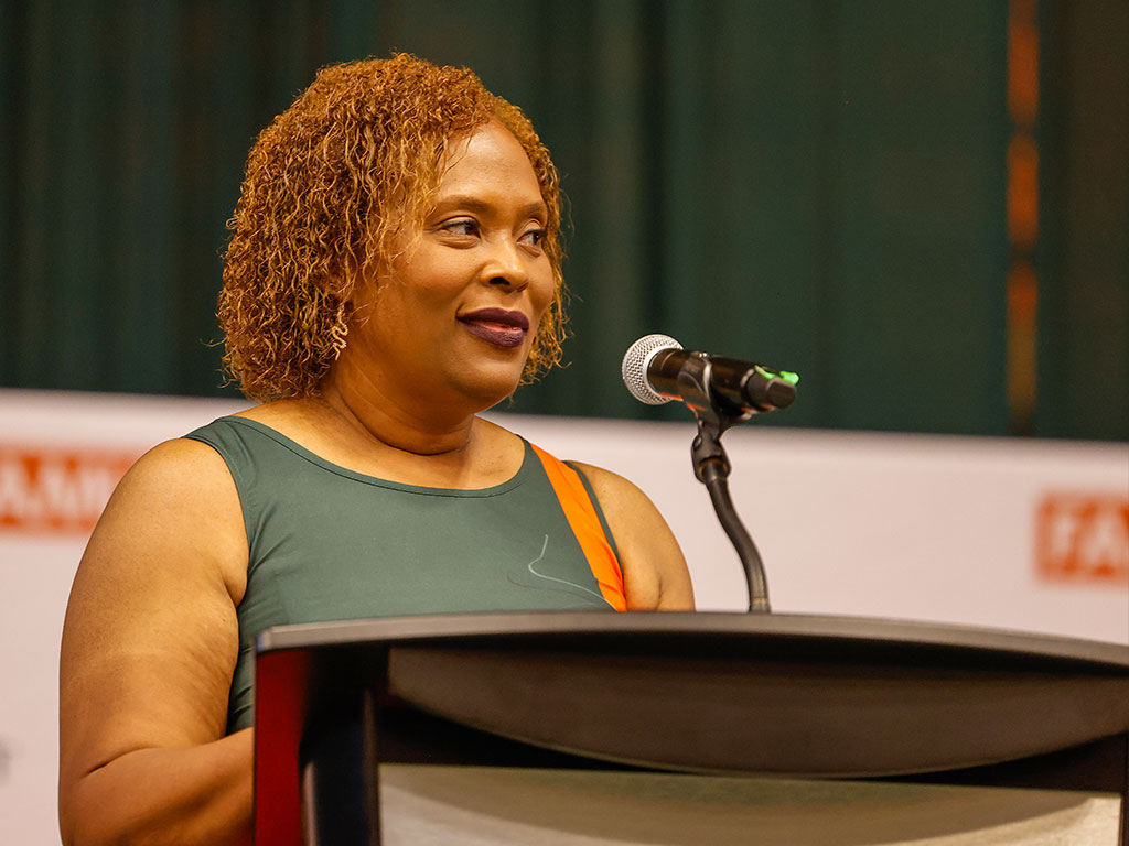 Kimberly Hankerson, assistant vice president of Major Gifts, gave remarks at the inaugural luncheon. Kimberly Hankerson, assistant vice president of Major Gifts, gave remarks at the inaugural luncheon.