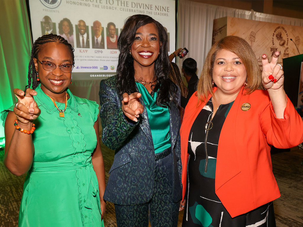 FAMUNAA President Artisha R. Polk, President Marva B. Johnson and BOT Chair Kristin Harper