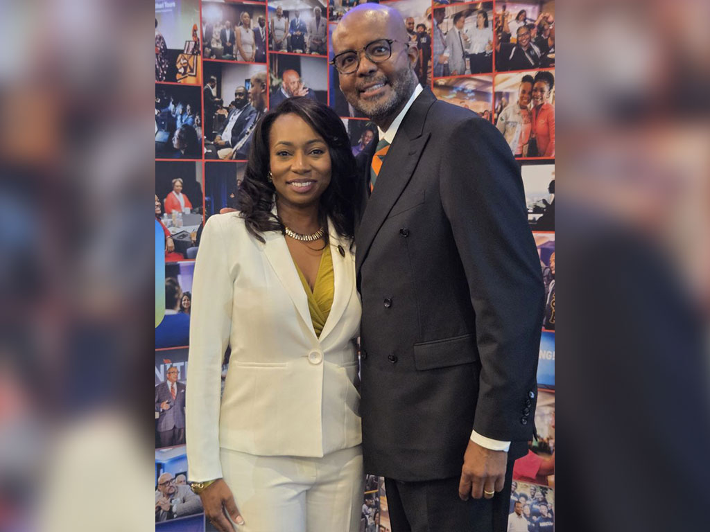 Inger Daniels, Ph.D., professor in Florida A&M University’s School of Business and Industry (SBI), and Ira W. Bates, Ph.D., interim dean of SBI, represent FAMU at the UNCF UNITE Conference in Atlanta, where FAMU was announced as a participating institution in Project ACCLAIM, an initiative aimed at increasing HBCU student participation in the asset management industry. Photo courtesy of Inger Daniels.