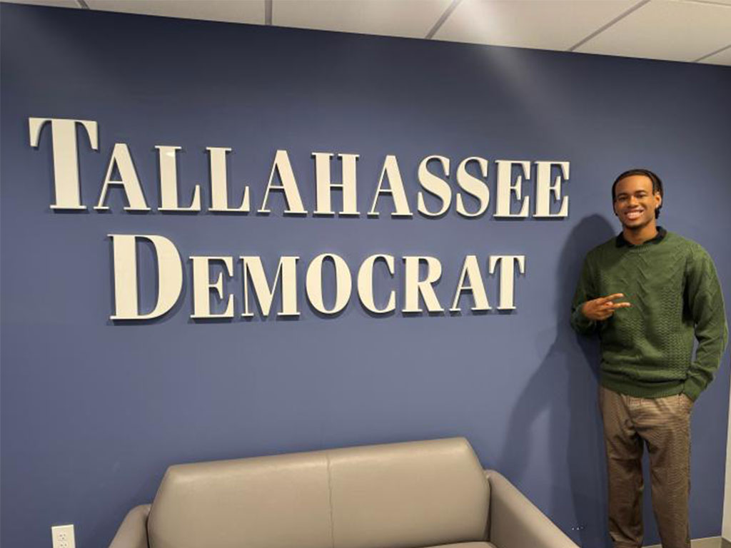 Joel Mitchell interns at the Tallahassee Democrat as part of his professional development in journalism and media production.