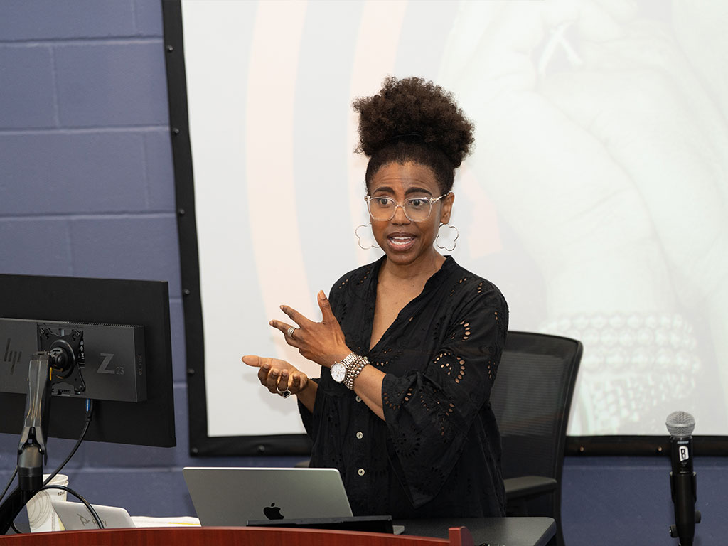 Jacque Reid teaching a masterclass at FAMU