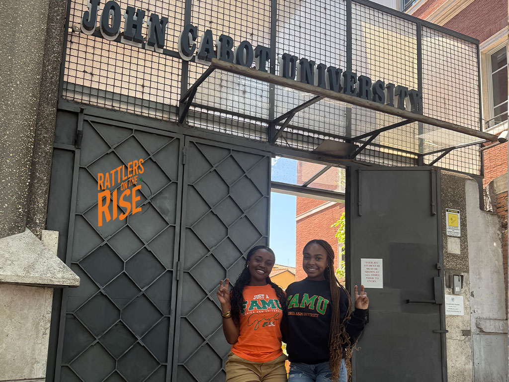 Loryn May with fellow Rattler in Rome