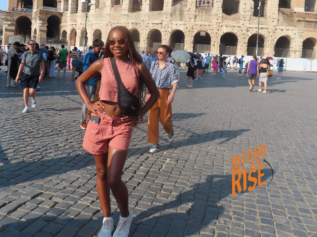 Loryn May strikes a pose in Rome