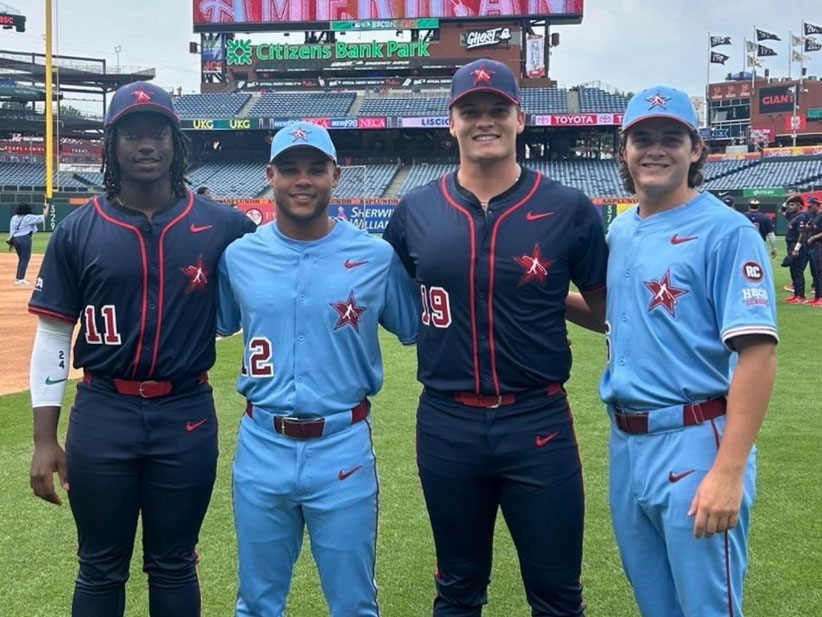 Four Rattlers, in baseball gear, who were selected to participate in the 2026 HBCU Swingman Classic