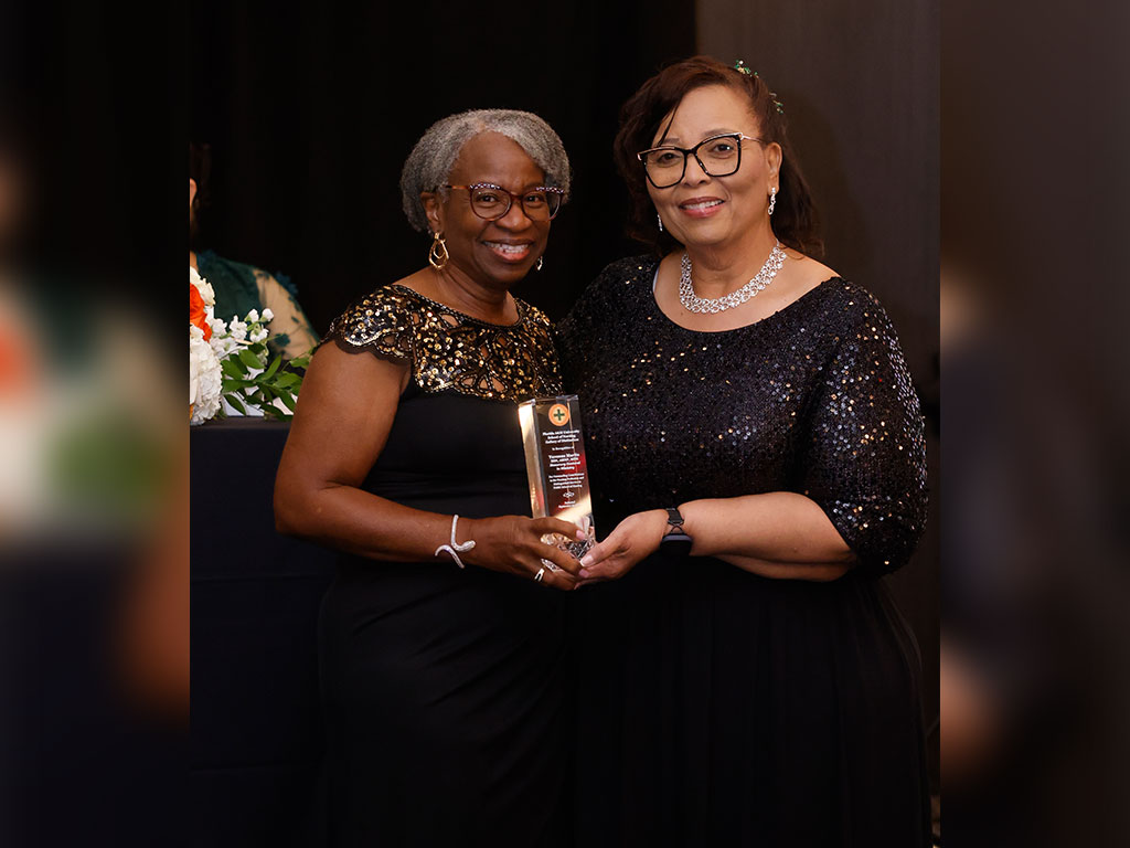 A FAMU School of Nursing honoree receives an award during the school’s 90th anniversary commemorative gala, which recognized alumni and nursing leaders for their contributions to the profession and the school’s legacy. (Photo Courtesy: Steve Byrum)