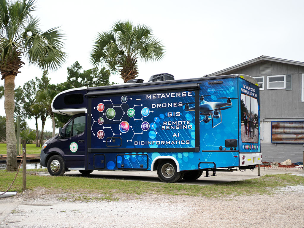 The NEXUS Geospatial Innovation Mobile Laboratory brings environmental research and emerging technologies directly into communities, providing Florida A&M University students with hands-on experience in artificial intelligence, remote sensing, GIS, drones and environmental data collection.