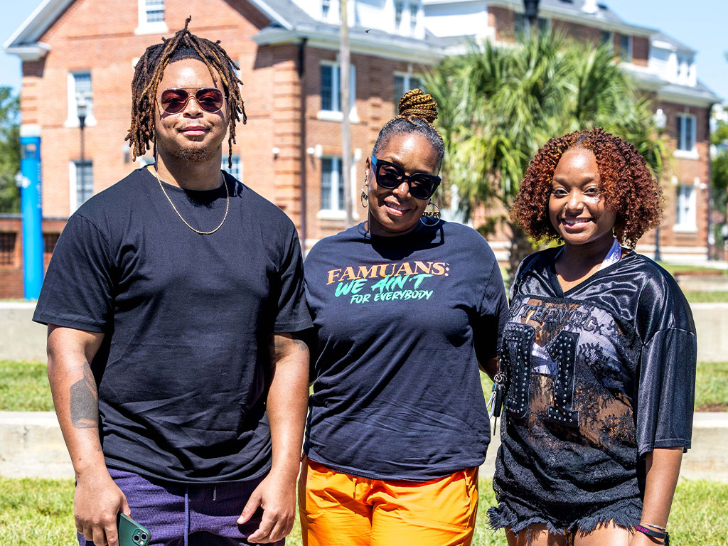 FAMU students and family members gather on campus during Parents and Family Weekend 2026, celebrating Rattler pride and the university community.