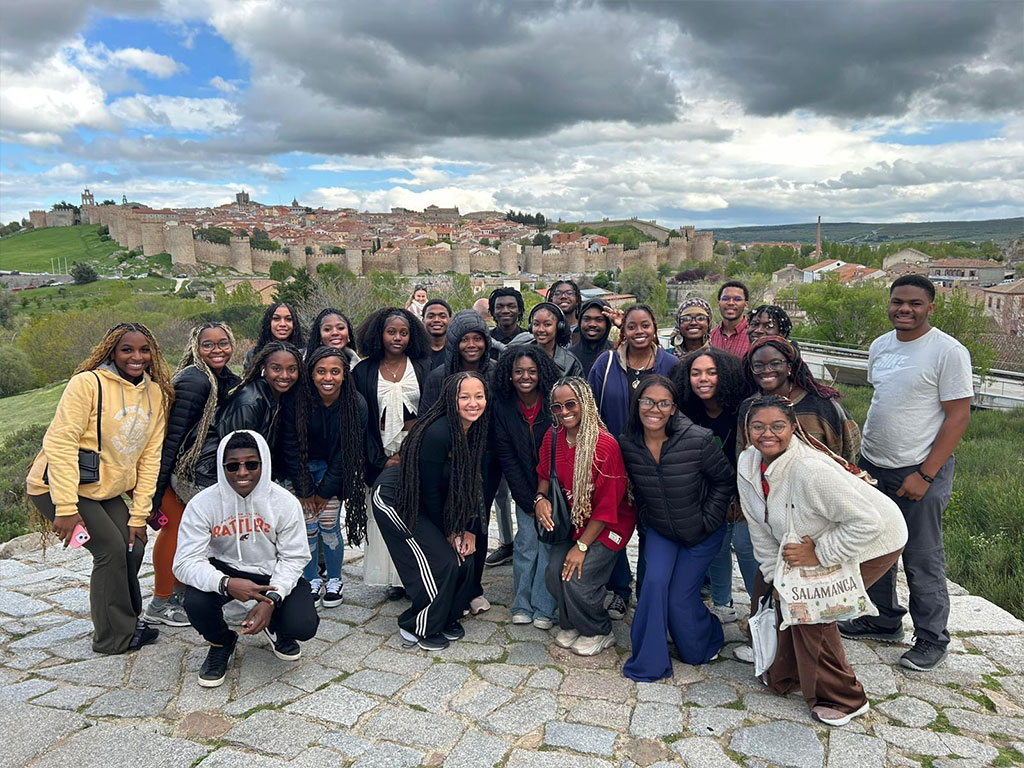 Group photo of FAMU Honors LLC students studying abroad in Spain. 