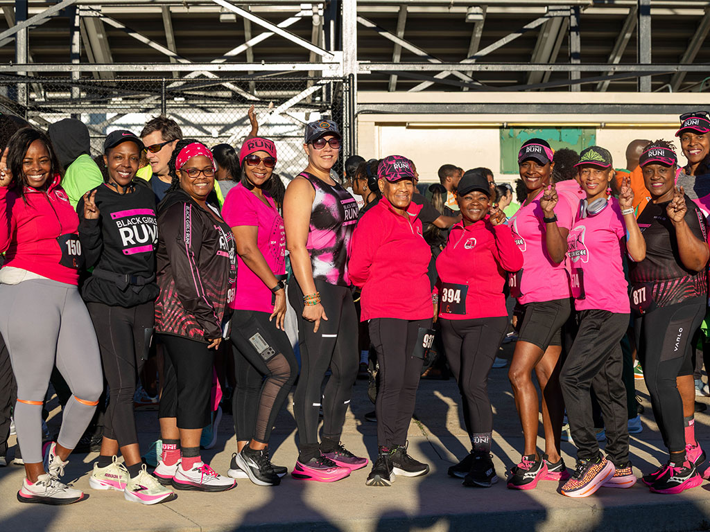 Members of Black Girls Run pose together during the fifth annual Walmart-sponsored FAMU Homecoming 5K Run/Walk on Thursday, Oct. 22, 2026, at Bragg Memorial Stadium. The group joined hundreds of participants in celebrating fitness, fellowship and community wellness.  Photo courtesy of Jeff Adams.