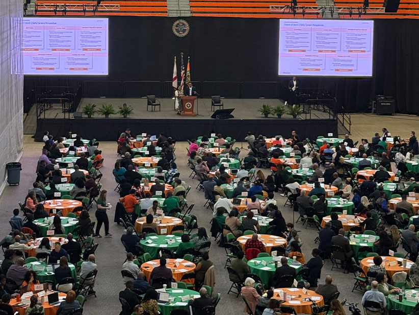 Aerial shot of the strategic planning meeting