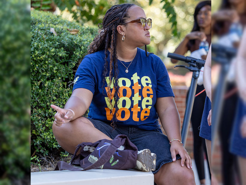 Girl with a vote shirt