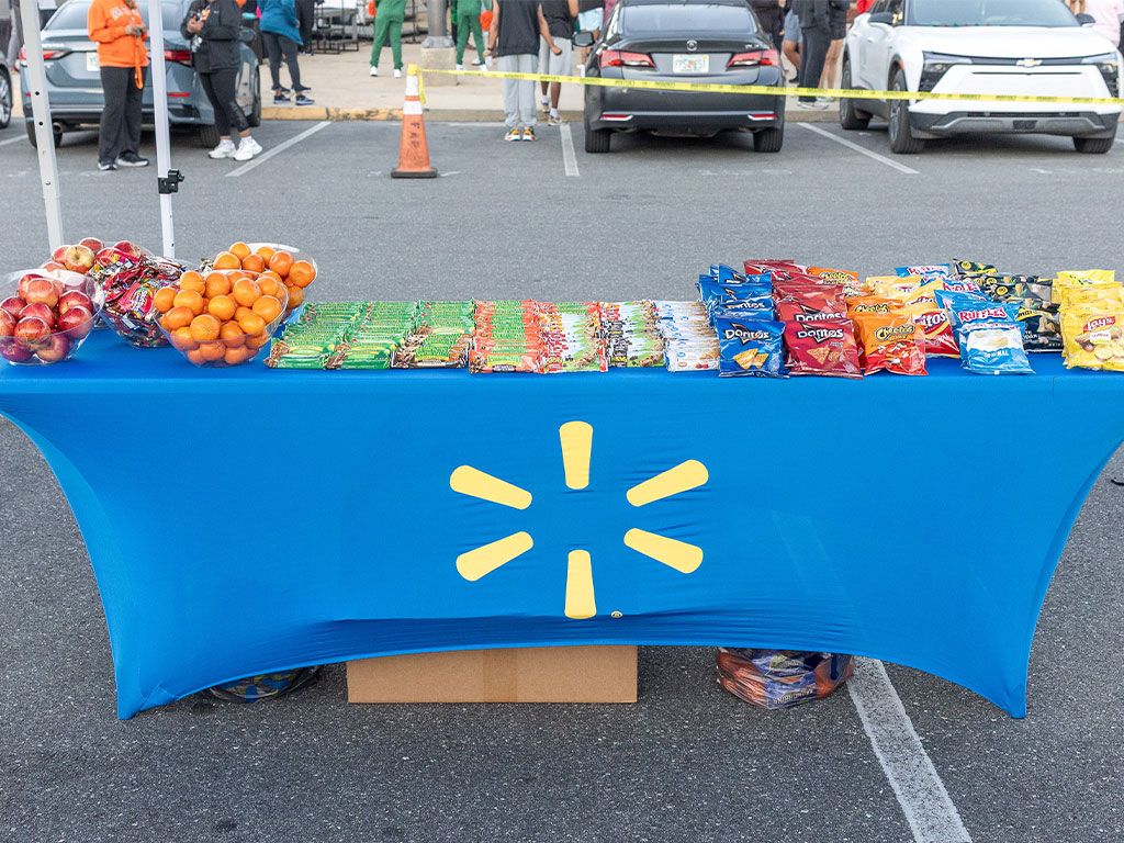 Walmart provided a variety of refreshments, including fresh fruit and snacks, for participants at the fifth annual FAMU Homecoming 5K Run/Walk on Thursday, Oct. 22, 2026, supporting the event's focus on health, wellness and community engagement.  Photo courtesy of Jeff Adams.