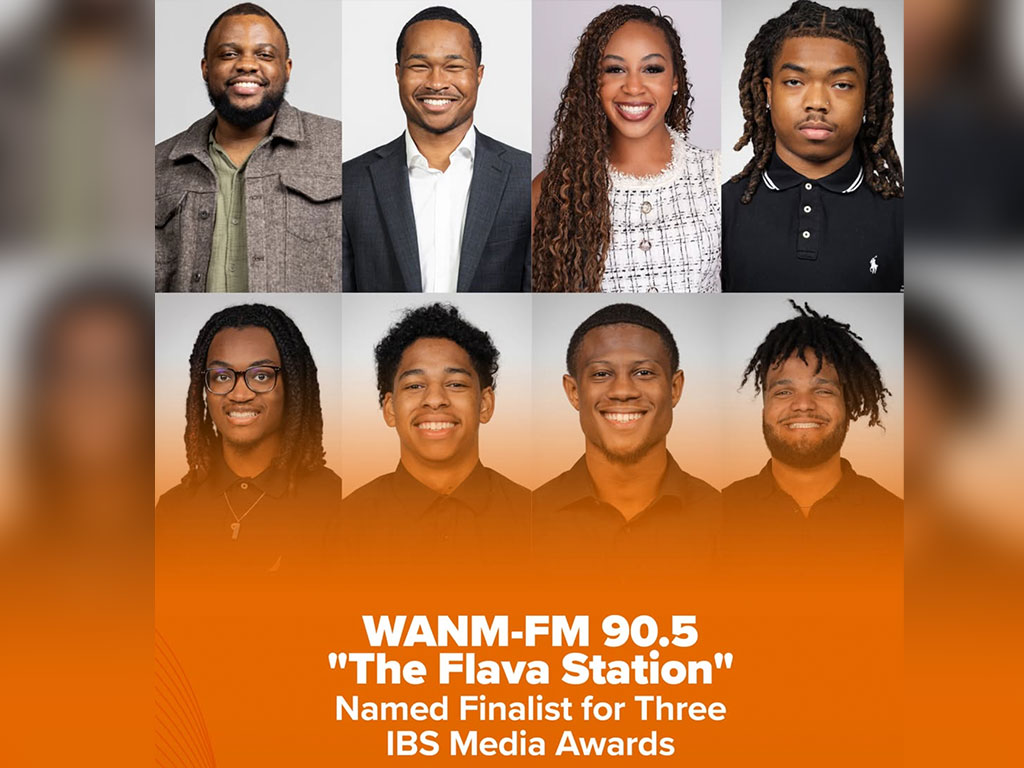 Zachary Bell, former FAMU Student Government Association president, speaks into a microphone while representing WANM 90.5 FM during an outdoor event. Bell helped support improvements to the student-run radio station through Capital Improvement Trust Fund resources as WANM celebrates 50 years of broadcasting excellence.