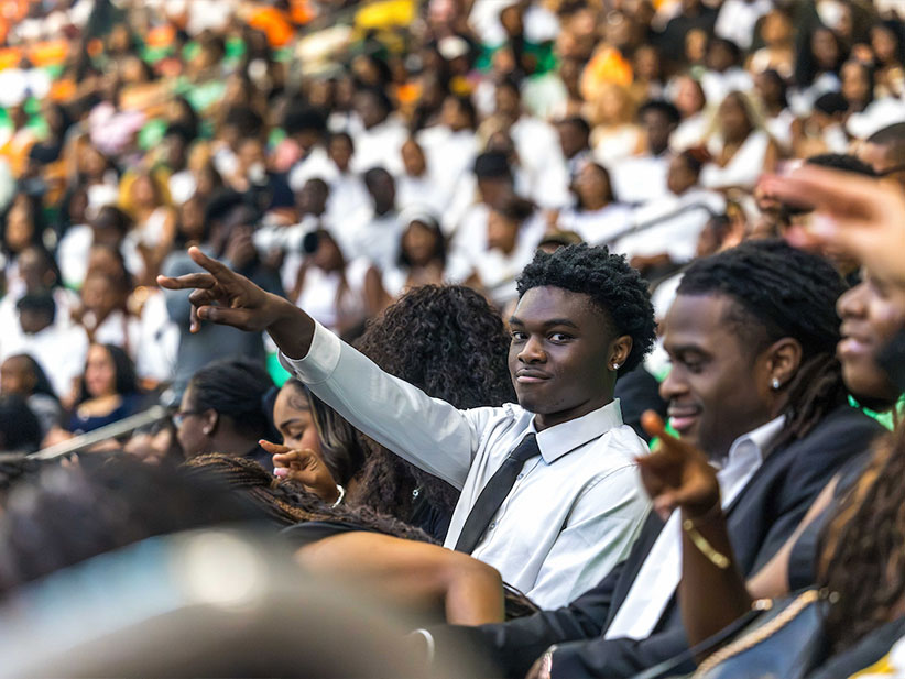 Young man at the pinning ceremony