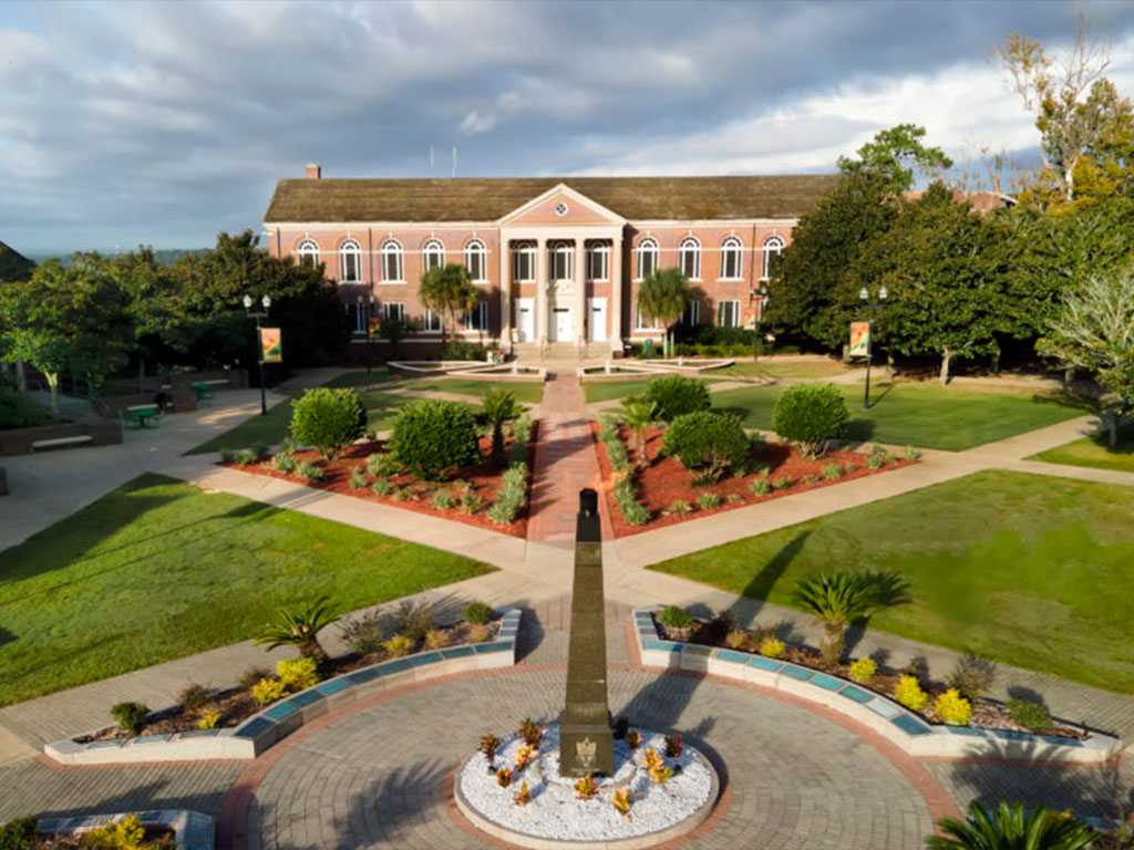 Picture of the campus including Coleman Library