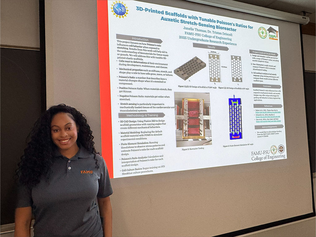 FAMU student Janelle Thomas presents her project.