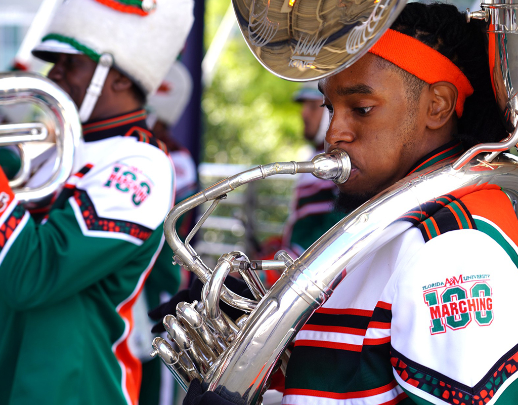 Tuba player for the FAMU Marching "100".